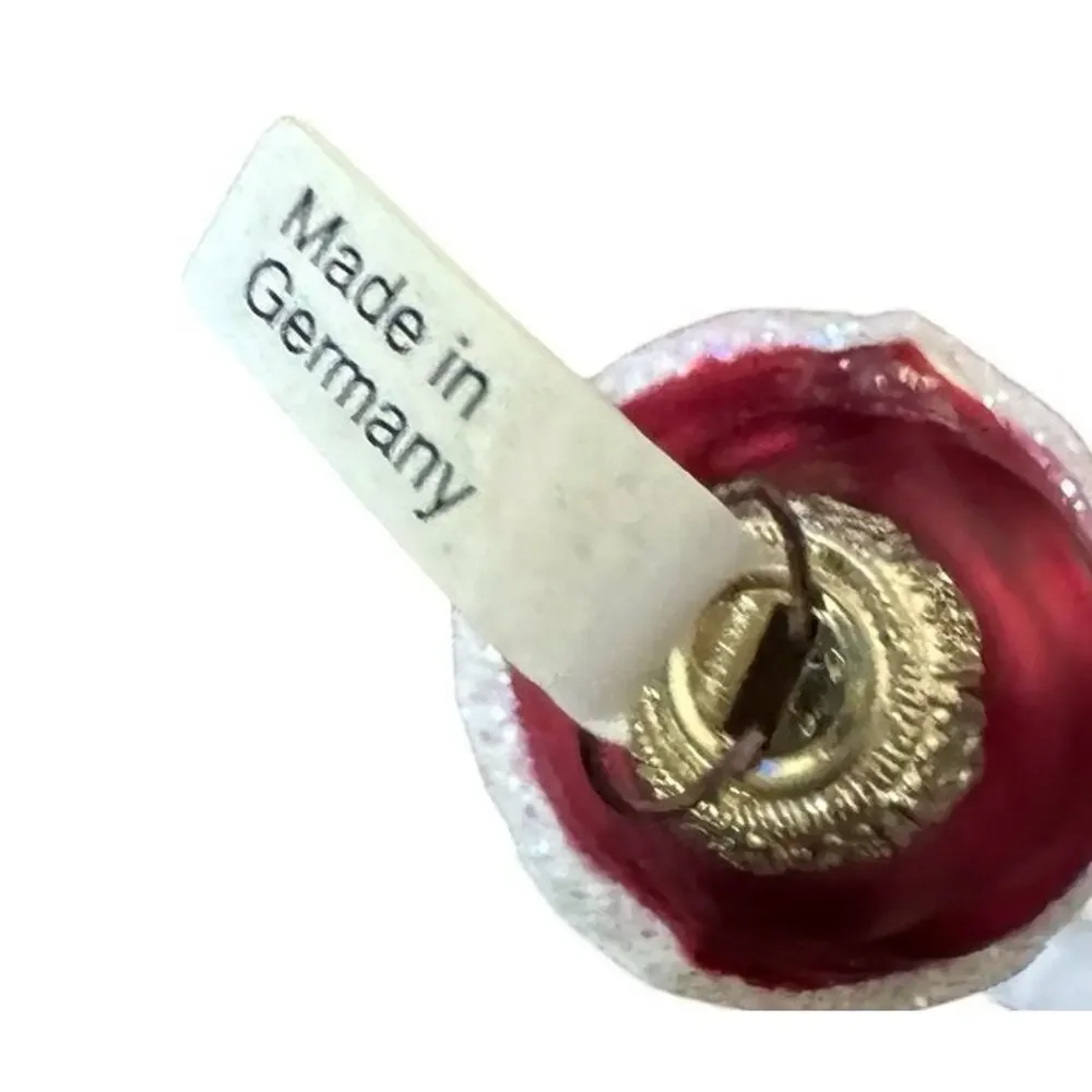 Vintage West Germany Santa Icicle Glass Christmas Holiday Ornament‎ Glitter READ